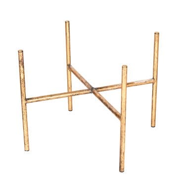 Dalga Desenli Ayaklı Silindir Metal Çiçeklik Saksı Altın Eskitme 31x38 Cm.