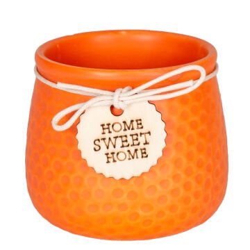 Seramik Saksı Home Sweet Home Aksesuarlı Turuncu 8,5x7 Cm.