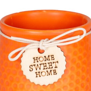 Seramik Saksı Home Sweet Home Aksesuarlı Turuncu 8,5x7 Cm.