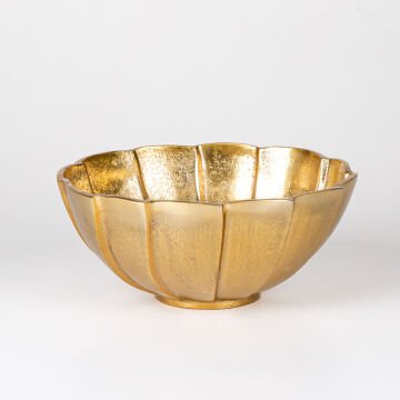Dekoratif Metal Yuvarlak Kase Gold 24x10x24 Cm.