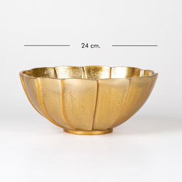 Dekoratif Metal Yuvarlak Kase Gold 24x10x24 Cm.