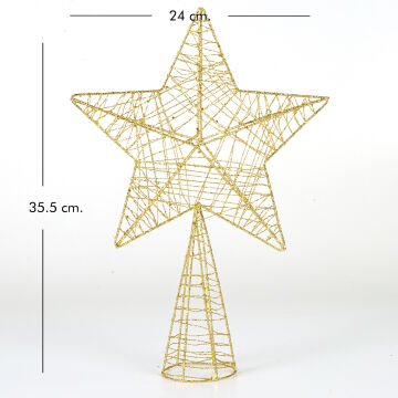 Yılbaşı Ağacı Tepe Yıldızı Simli Metal Dore 24x7x35.5 Cm.