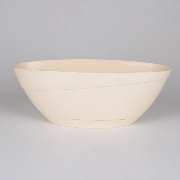 Veramaya 3 Adet Tabaklı Oval Plastik Saksı Krem Renk 3,8 Litre No:3
