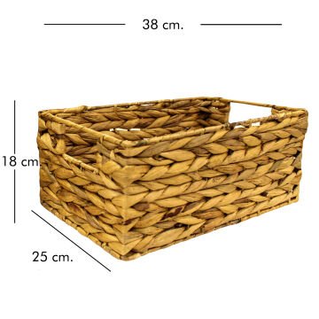Dikdörtgen Hasır Örme Sepet Natural 38x18x25 Cm.