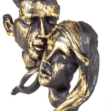 Uzun Saçlı Genç Sevgililer Mask Biblo Siyah 18x32x7,5 Cm.