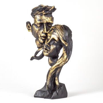Uzun Saçlı Genç Sevgililer Mask Biblo Siyah 18x32x7,5 Cm.