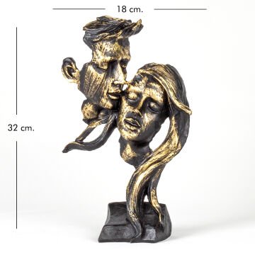 Uzun Saçlı Genç Sevgililer Mask Biblo Siyah 18x32x7,5 Cm.